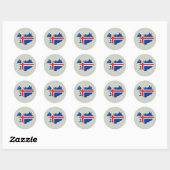 Sticker Rond Carte Drapeau Islande pleine taille (Feuille)