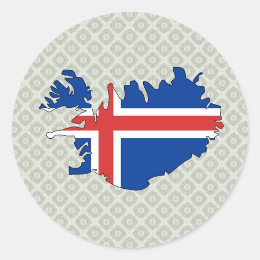 Sticker Rond Carte Drapeau Islande pleine taille (Devant)