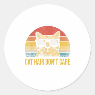 Sticker Rond Carte drôle pour les amoureux de chats : les poils