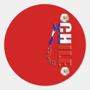 Sticker Rond Carte du Chili 2010 drapeau chilien et ballon d'ar