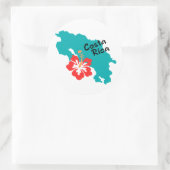 Sticker Rond carte du Costa Rica avec hibiscus (Sac)