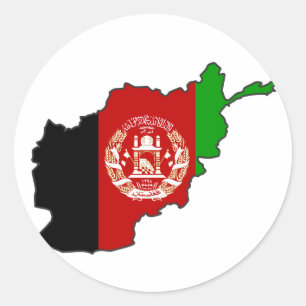 Sticker Rond Carte du drapeau afghan