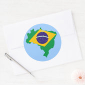 Sticker Rond carte du drapeau brésilien (Enveloppe)