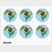 Sticker Rond carte du drapeau brésilien (Feuille)