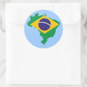 Sticker Rond carte du drapeau brésilien (Sac)