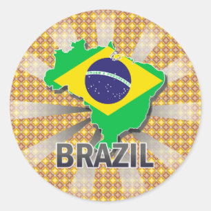 Sticker Rond Carte du drapeau brésilien 2.0