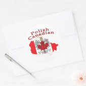 Sticker Rond Carte du drapeau canadien polonais (Enveloppe)