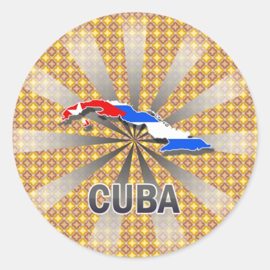 Sticker Rond Carte du drapeau cubain 2.0 (Devant)