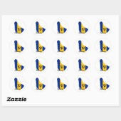 Sticker Rond Carte du drapeau de la Barbade (Feuille)