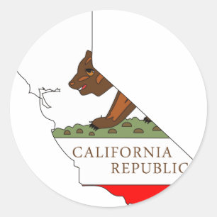 Sticker Rond Carte du drapeau de la Californie