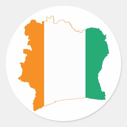 Sticker Rond Carte du drapeau de la Côte d'Ivoire CI (Devant)