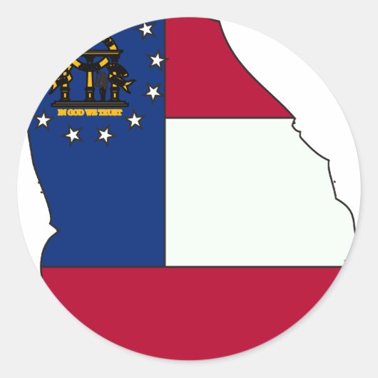 Sticker Rond Carte du drapeau de la Géorgie (Devant)