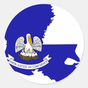 Sticker Rond Carte du drapeau de la Louisiane