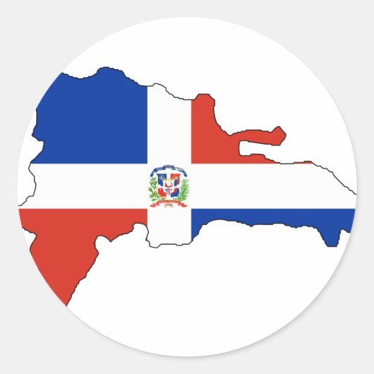 Sticker Rond Carte du drapeau de la République Dominicaine (Devant)