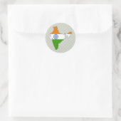 Sticker Rond Carte du drapeau de l'Inde pleine taille (Sac)