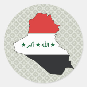 Sticker Rond Carte du drapeau de l'Irak taille réelle