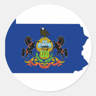 Sticker Rond Carte du drapeau de Pennsylvanie