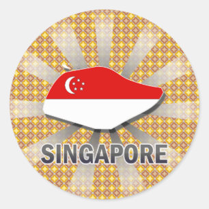Sticker Rond Carte du drapeau de Singapour 2.0