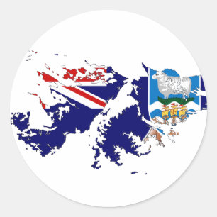 Sticker Rond Carte du drapeau des îles Falkland (Malvinas)