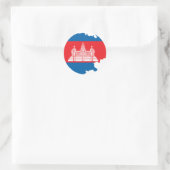 Sticker Rond Carte du drapeau du Cambodge (Sac)
