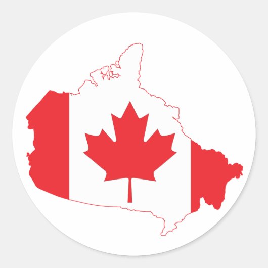 Sticker Rond Carte du drapeau du Canada (Devant)