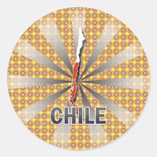Sticker Rond Carte du drapeau du Chili 2.0 (Devant)