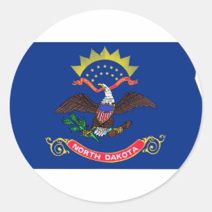 Sticker Rond Carte du drapeau du Dakota du Nord