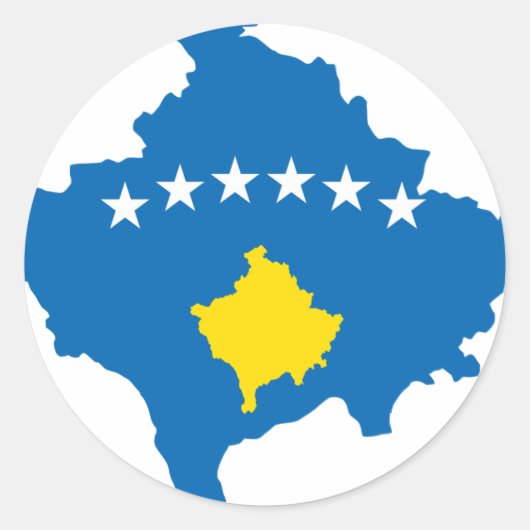 Sticker Rond Carte du drapeau du Kosovo (Devant)