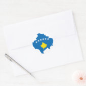 Sticker Rond Carte du drapeau du Kosovo (Enveloppe)