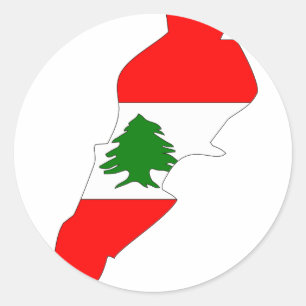 Sticker Rond Carte du drapeau du Liban