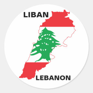 Sticker Rond Carte du drapeau du Liban