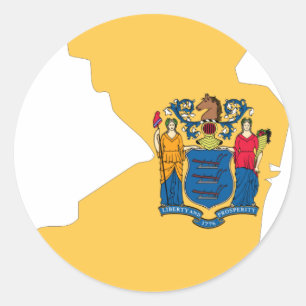 Sticker Rond Carte du drapeau du New Jersey