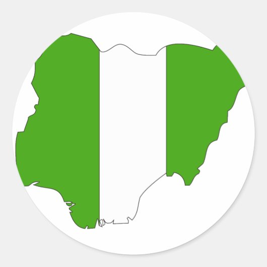 Sticker Rond Carte du drapeau du Nigeria (Devant)