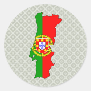 Sticker Rond Carte du drapeau du Portugal pleine taille