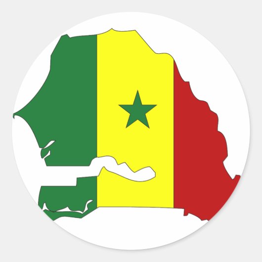 Sticker Rond Carte du drapeau du Sénégal (Devant)