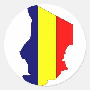 Sticker Rond Carte du drapeau du Tchad