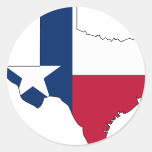 Sticker Rond Carte du drapeau du Texas