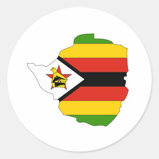 Sticker Rond Carte du drapeau du Zimbabwe (Devant)
