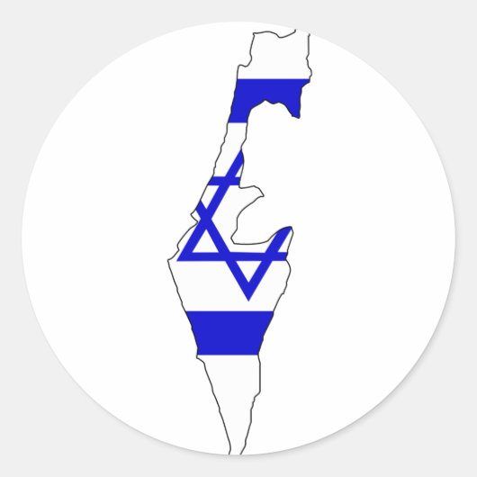 Sticker Rond Carte du drapeau israélien (Devant)