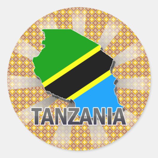 Sticker Rond Carte du drapeau tanzanien 2.0 (Devant)