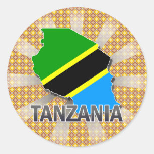 Sticker Rond Carte du drapeau tanzanien 2.0