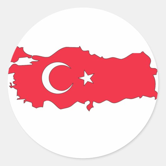 Sticker Rond Carte du drapeau turc (Devant)