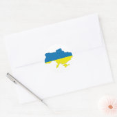 Sticker Rond Carte du drapeau ukrainien (Enveloppe)