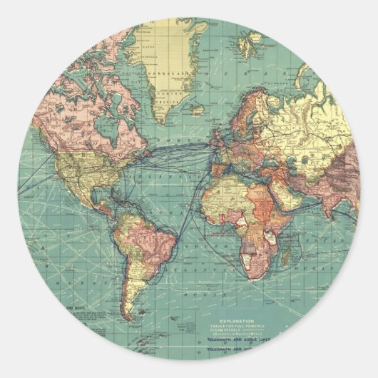 Sticker Rond Carte du monde 1919 (Devant)