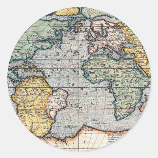 Sticker Rond Carte du monde antique du XVIe siècle