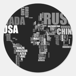 Sticker Rond Carte du monde dans les mots
