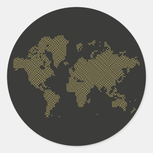 Sticker Rond Carte du monde numérique (Devant)