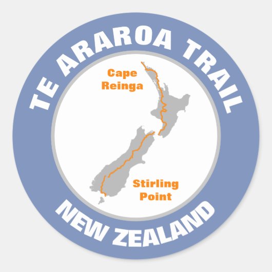 Sticker Rond Carte du sentier Araroa (Devant)