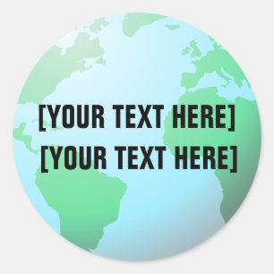 Sticker Rond Carte Earth Globe Ajouter un texte