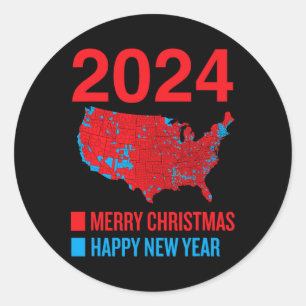 Sticker Rond Carte électorale 2024 exacte Joyeux Noël Joyeux N